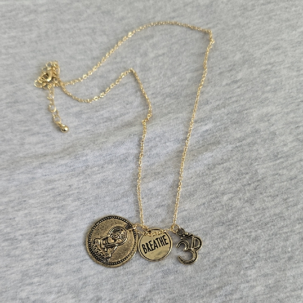 NEW Gold Pendant Necklace with Inspirational Charms